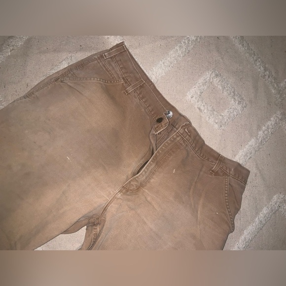 Mens carhartt classic tan distressed pants 42x 30 carpenter pants classic casual - Picture 4 of 8